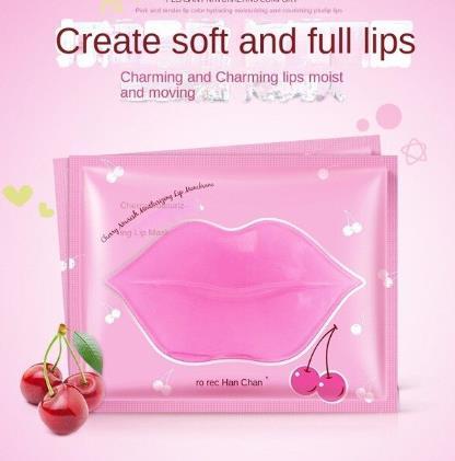 Hanchan Cherry Nutritivo e Hidratante Lip Film Pack, dilui as linhas dos lábios, hidrata e remove a pele morta Lip Film Sticker, Free Lip Balm