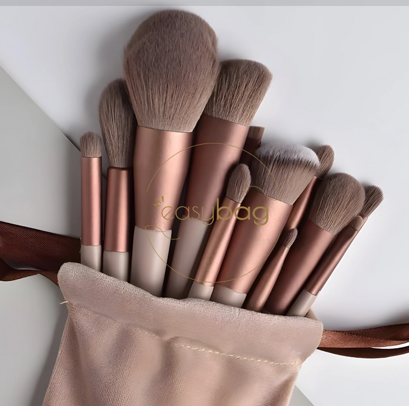 13 pincéis para maquiagem + Brinde: mini bag de veludo