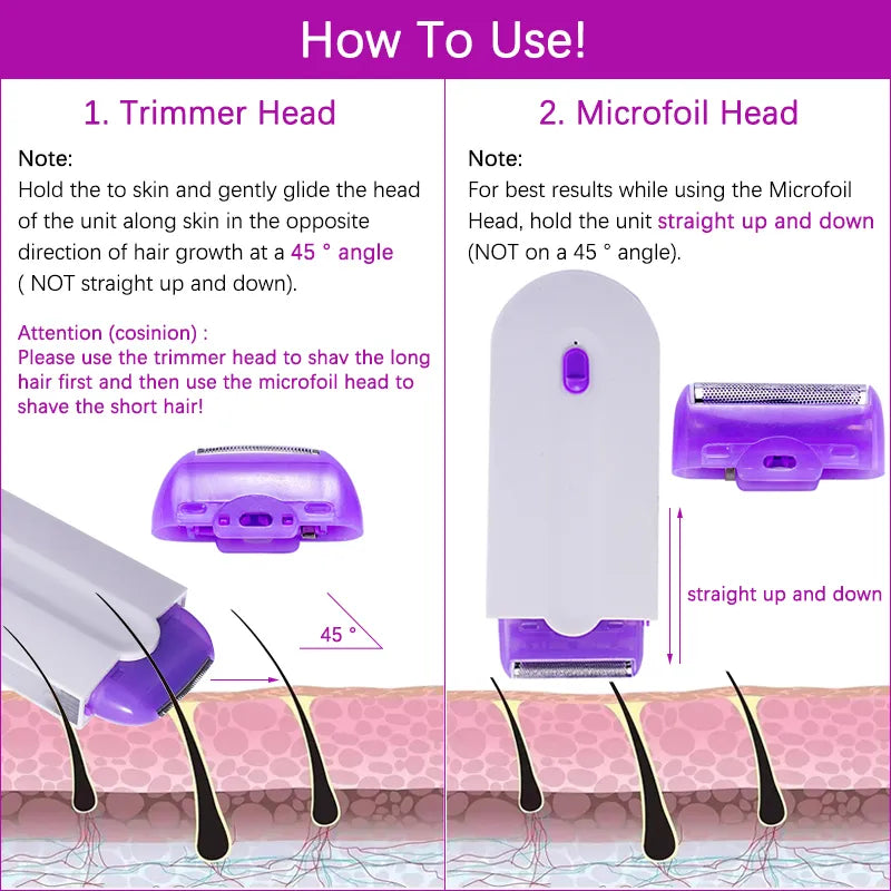 Depilador USB Portátil Recarregável para Mulheres, Ferramenta De Remoção De