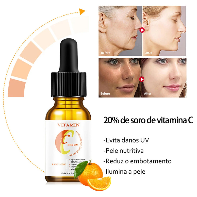 Soro facial de vitamina C e Retinol anti rugas e clareador