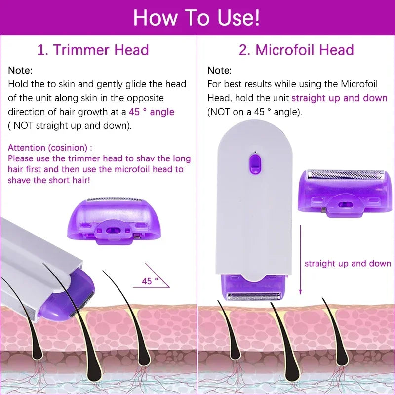 Depilador USB Portátil Recarregável para Mulheres, Ferramenta De Remoção De