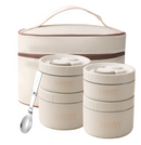 WORTHBUY-Portátil Bento Lunch Box Set, Saco Isolado, Aço Inoxidável, Recipiente De Alimento Térmico, Manter Quente, 18/8