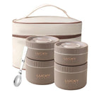 WORTHBUY-Portátil Bento Lunch Box Set, Saco Isolado, Aço Inoxidável, Recipiente De Alimento Térmico, Manter Quente, 18/8