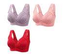 Kit 3 Sutiãs Confort Base Reforçada e Botão Frontal