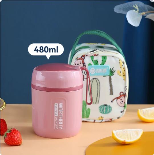 WORTHBUY Recipiente de alimento de aço inoxidável seguro da micro-ondas da caixa de almoço térmica 18/8 para o frasco de alimento do recipiente do almoço do adulto do miúdo à prova de vazamento