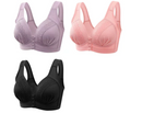 Kit 3 Sutiãs Confort Base Reforçada e Botão Frontal