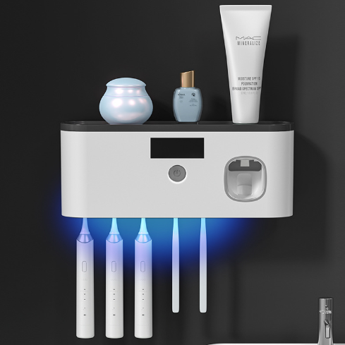 Suporte De Secagem De Esterilização UV Escova De Dentes Elétrica, espremedor De Creme Dental Montado Na Parede, organizador Do Banheiro, conjunto De Acessórios