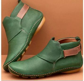 Moda de sapatos femininos outono e inverno 2020 Velcro botins lisos botas Martin de tamanho grande