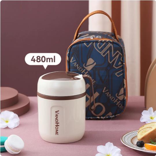 WORTHBUY Recipiente de alimento de aço inoxidável seguro da micro-ondas da caixa de almoço térmica 18/8 para o frasco de alimento do recipiente do almoço do adulto do miúdo à prova de vazamento