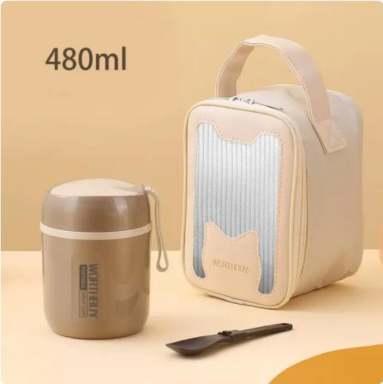 WORTHBUY Recipiente de alimento de aço inoxidável seguro da micro-ondas da caixa de almoço térmica 18/8 para o frasco de alimento do recipiente do almoço do adulto do miúdo à prova de vazamento