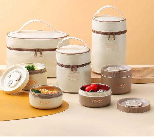 WORTHBUY-Portátil Bento Lunch Box Set, Saco Isolado, Aço Inoxidável, Recipiente De Alimento Térmico, Manter Quente, 18/8
