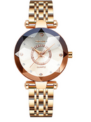 Coração do Oceano Quartzo Assista Starry Sky Diamond Surface Multi-facetado Vidro Solid Steel Band Ladies relógio à prova d'água