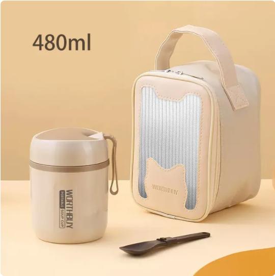WORTHBUY Recipiente de alimento de aço inoxidável seguro da micro-ondas da caixa de almoço térmica 18/8 para o frasco de alimento do recipiente do almoço do adulto do miúdo à prova de vazamento